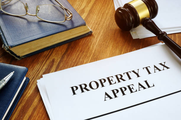 Property tax appeal document with gavel